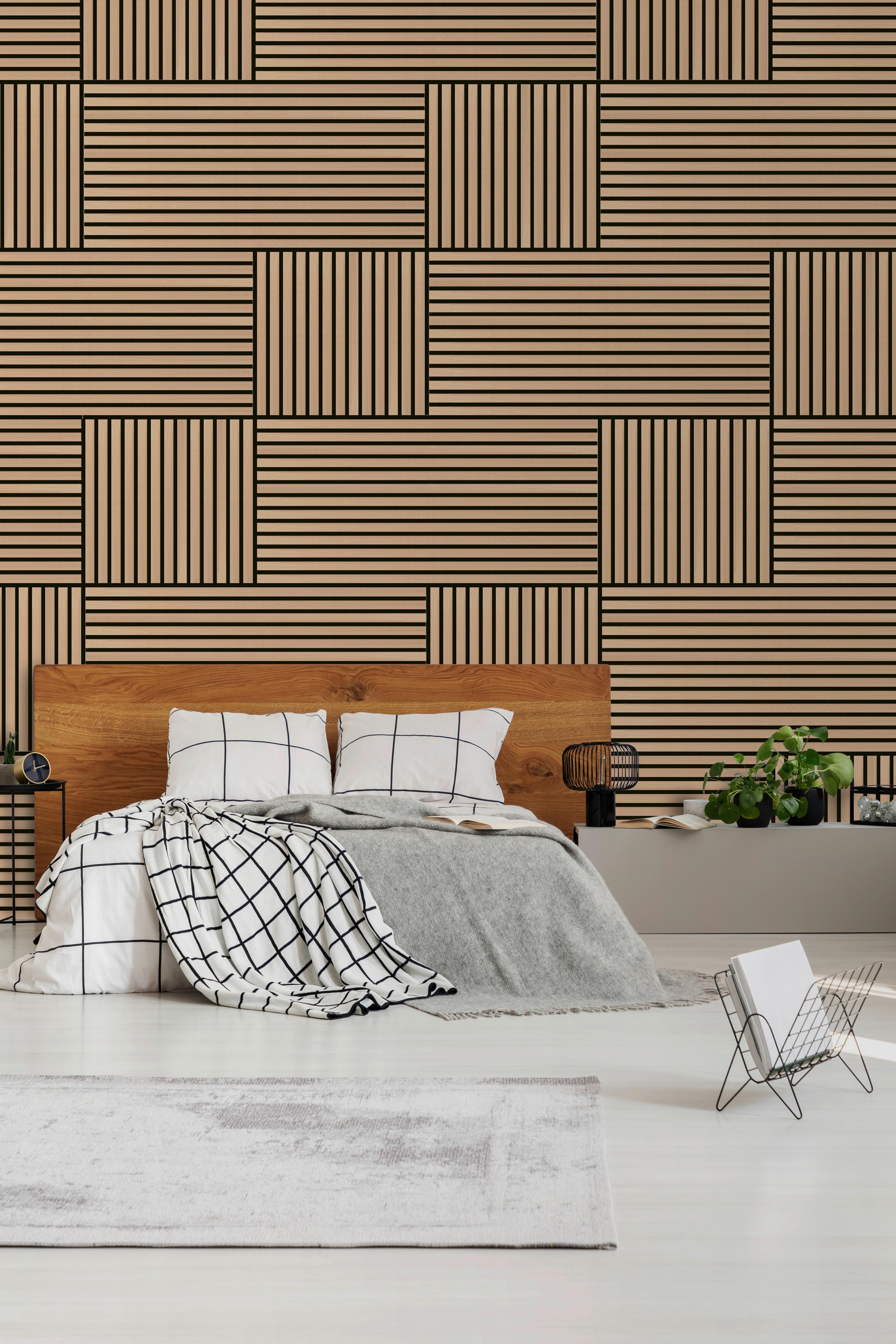 PANEL AKUSTYCZNY 11003B - kolor dębowy, Modern, materiał drewnopochodny (52/104cm)