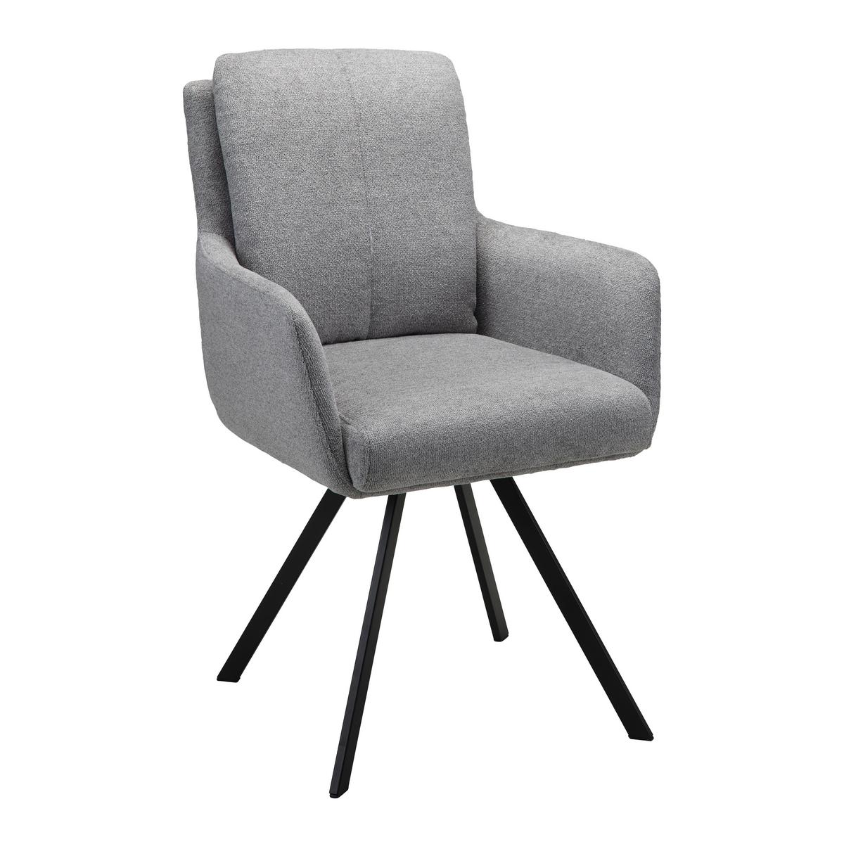 Armlehnstuhl Marie Grau Webstoff Drehbar Gepolstert - Schwarz/Grau, MODERN, Holz/Textil (60/95,5/65cm) - Bessagi Home