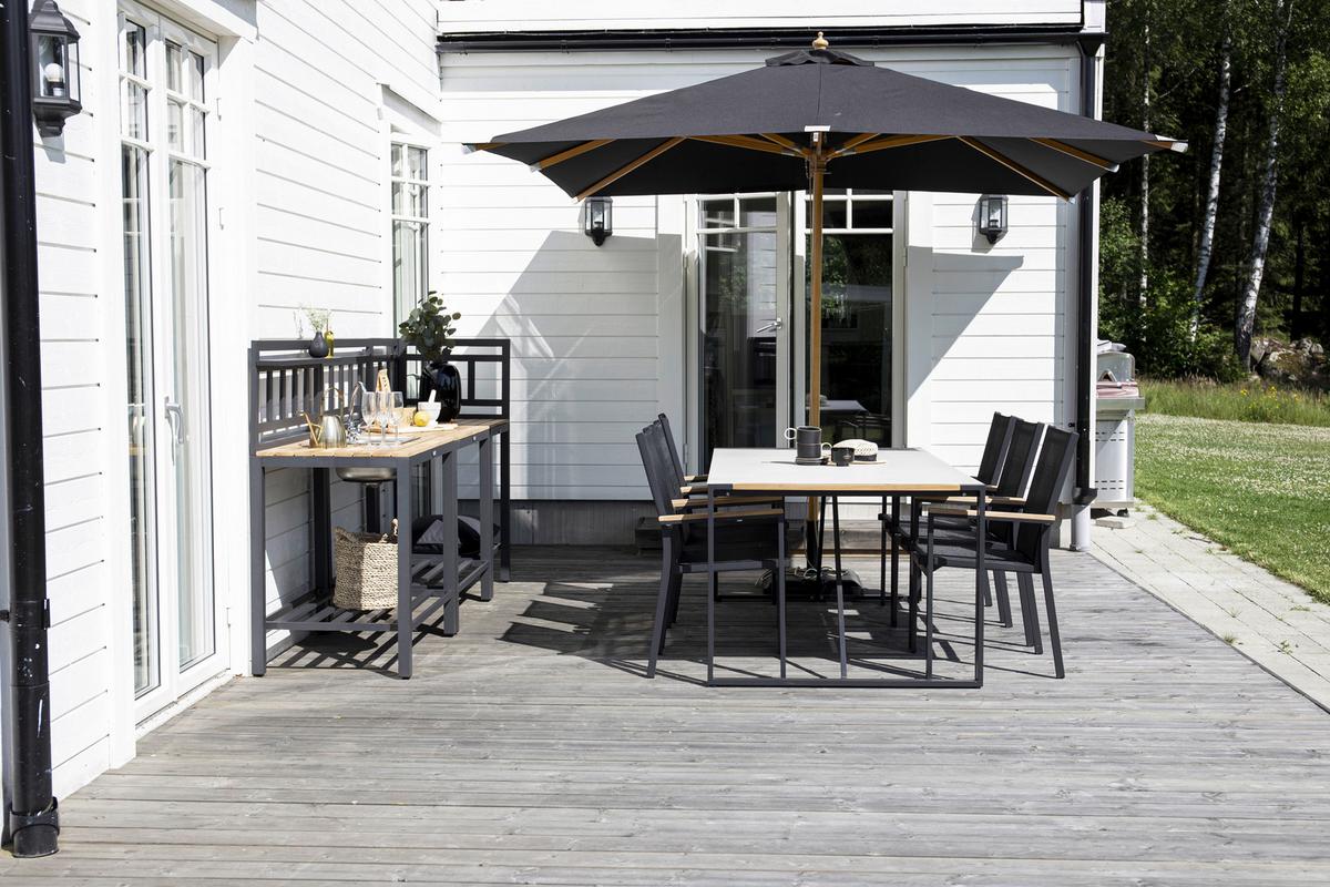 Sonnenschirm Naxos Schwarz B: ca. 300 cm - Schwarz, KONVENTIONELL (300/270/300cm) - Gardenson