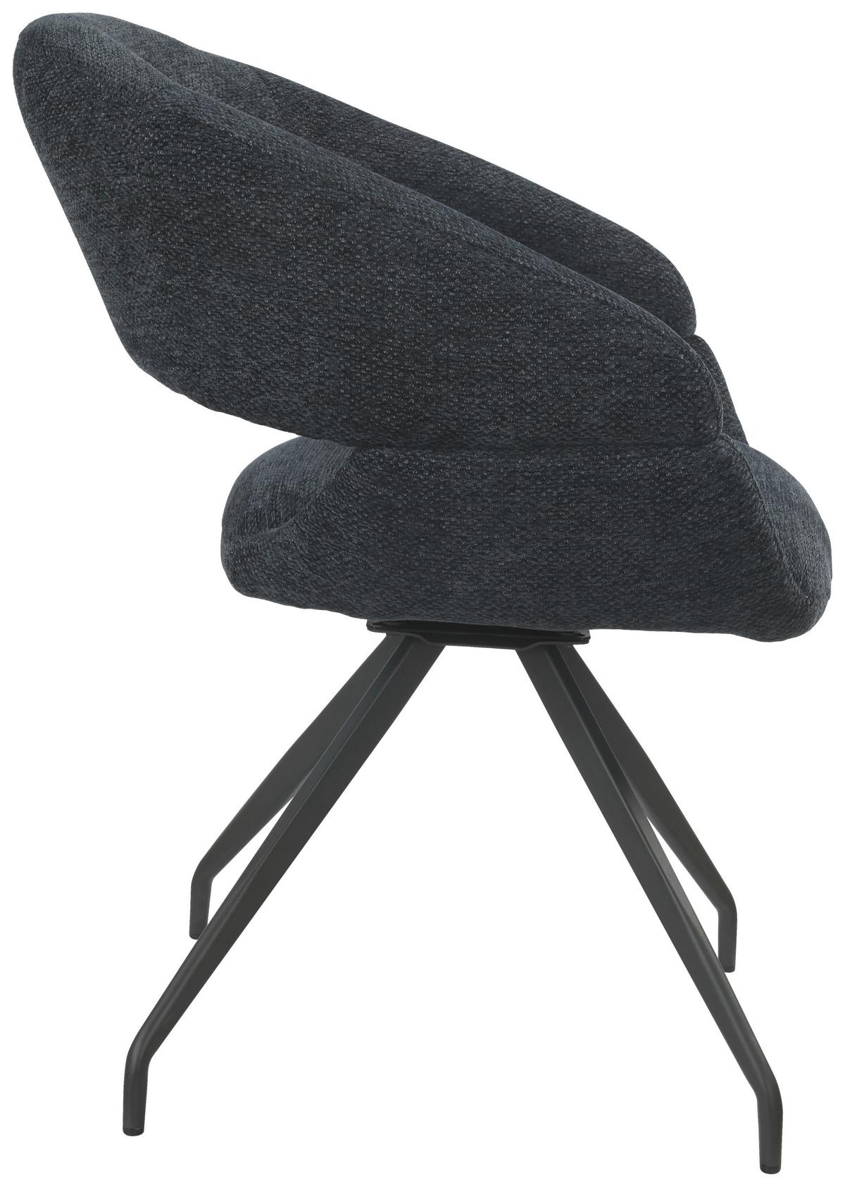 Scaun ROYAL - albastru închis/negru, Design, metal/textil (62/63,5/85,5cm) - Premium Living