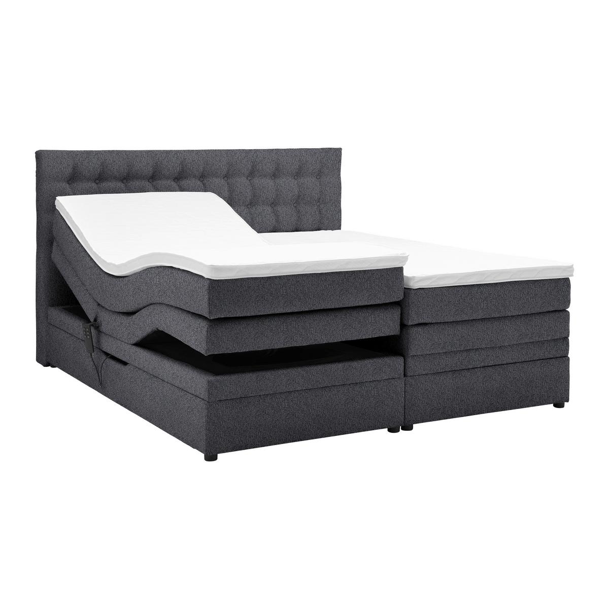 Boxspringbett Luzern Anthrazit ca. 160x200cm - Anthrazit/Schwarz, KONVENTIONELL, Kunststoff/Textil (160/200cm) - Premium Living