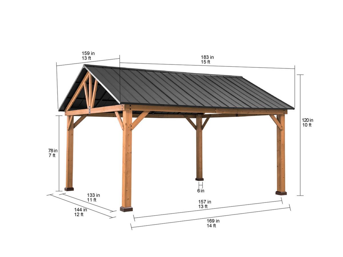 Pavillon Gazebo Rebra Naturfarben/Anthrazit - Anthrazit, Basics, Metall (404/306/465cm) - Modante