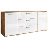 Sideboard Bogota ca. 150x68 cm Eiche/Weiß - Weiß Hochglanz/Eiche Wotan, Basics, Holzwerkstoff/Kunststoff (150/68/40cm) - P & B