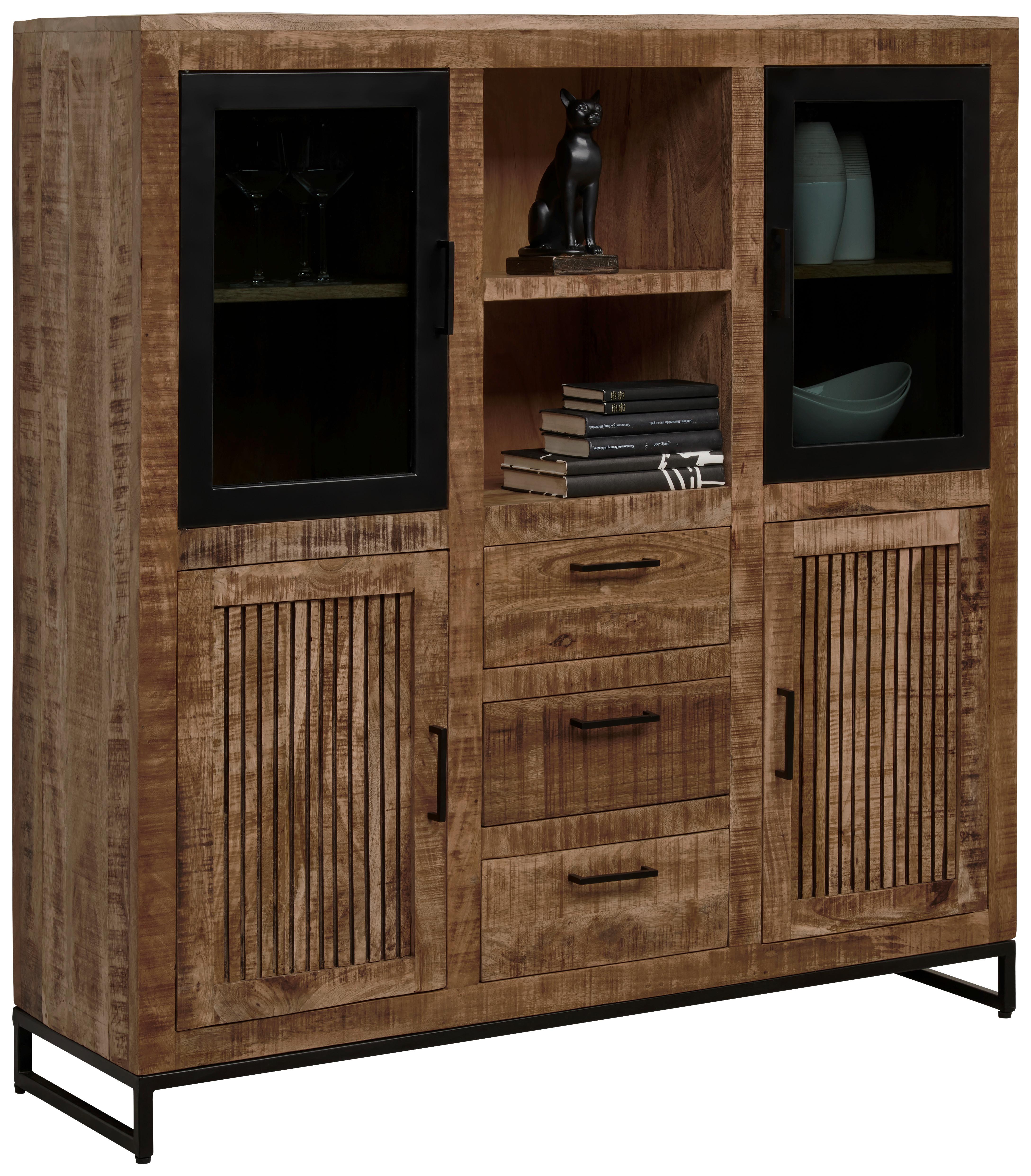 KOMODA WYSOKA HERITAGE  -EXKLUSIV- - kolor naturalny/czarny, Design, metal/drewno (135/140/40cm) - Carryhome