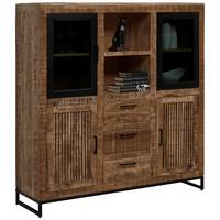 KOMODA WYSOKA HERITAGE  -EXKLUSIV- - kolor naturalny/czarny, Design, metal/drewno (135/140/40cm) - Carryhome