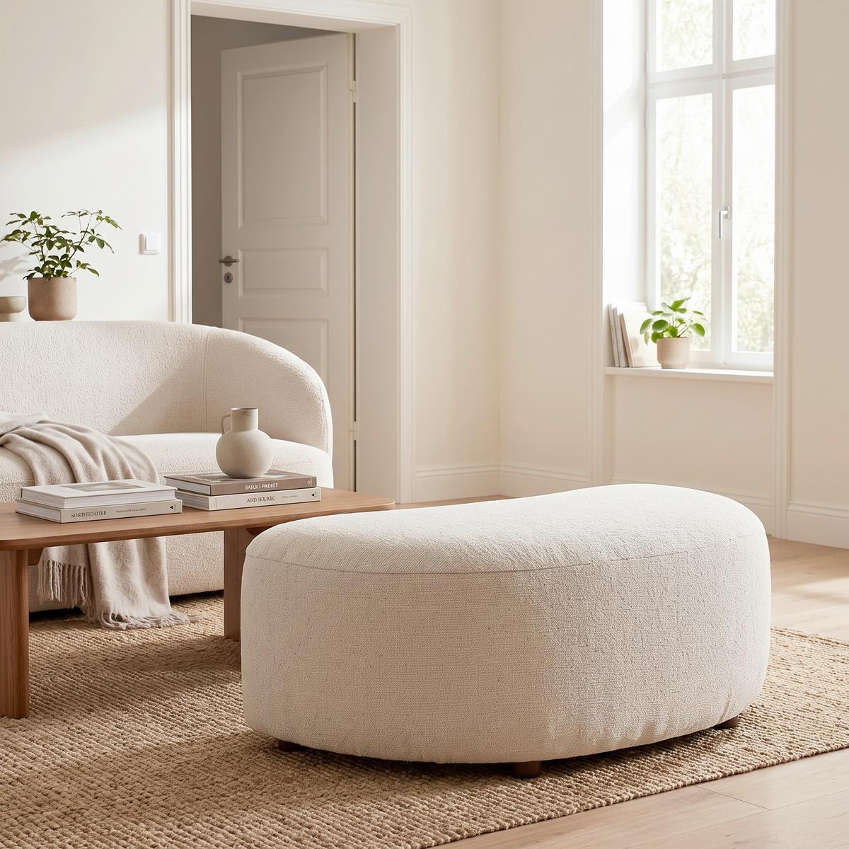 Hocker Leonas in Beige - Beige/Schwarz, MODERN, Kunststoff/Textil (102/42/66cm) - Premium Living