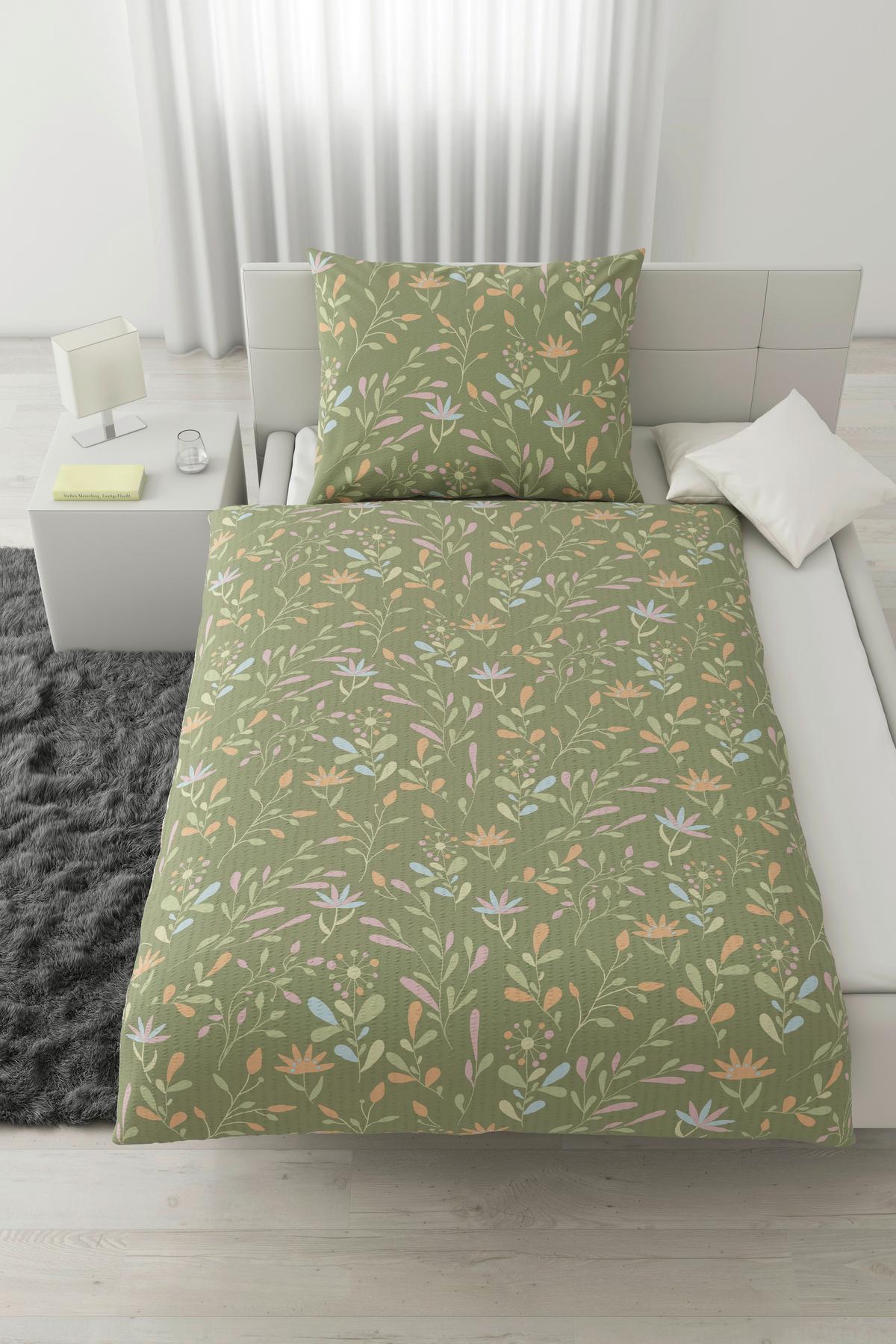 Bettwäsche Marina XL Grün ca. 140x220cm - Grün, KONVENTIONELL, Textil (140/220cm) - Mömax