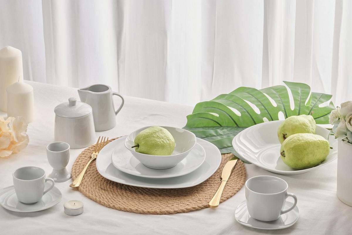 SERWIS OBIADOWO-ŚNIADANIOWY ASCONA - biały, Basics, ceramika - Novel