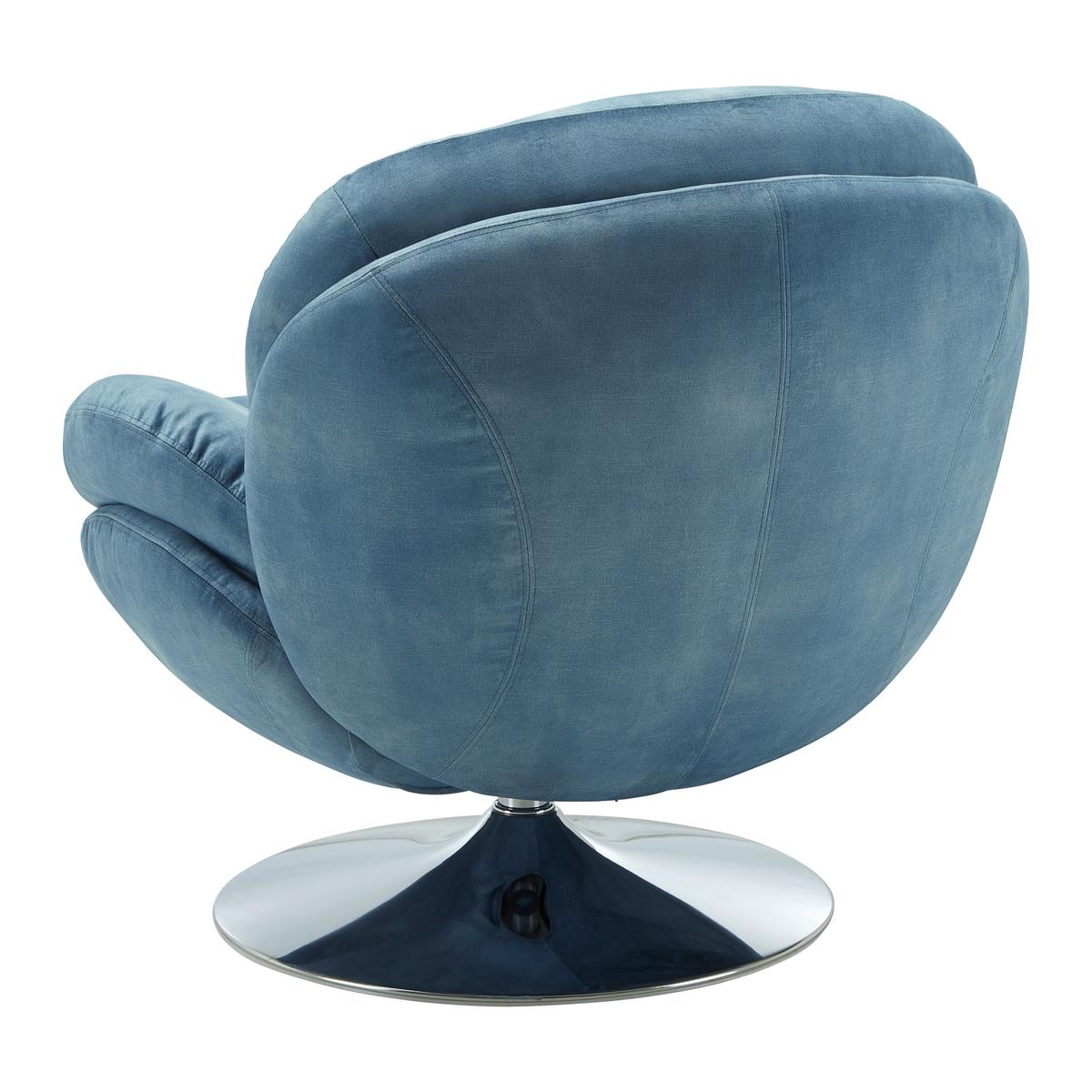 Sessel Ommy Blau Samt - Blau/Chromfarben, MODERN, Textil/Metall (82,5/84,5/85,5cm) - Bessagi Home