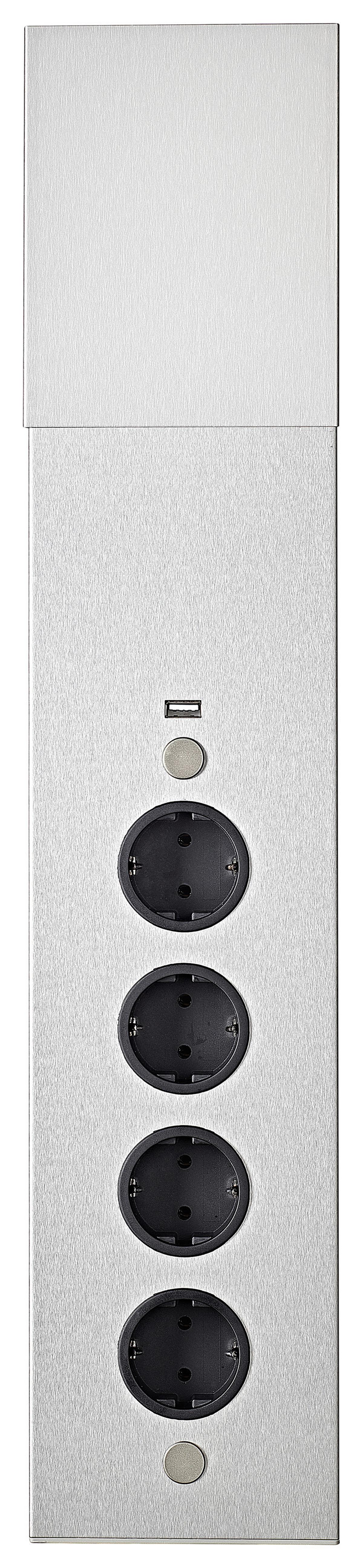 Steckdosenelement Riva USB aus Edelstahl - Edelstahlfarben, ROMANTIK / LANDHAUS, Metall (11,5/46/6cm) - Based