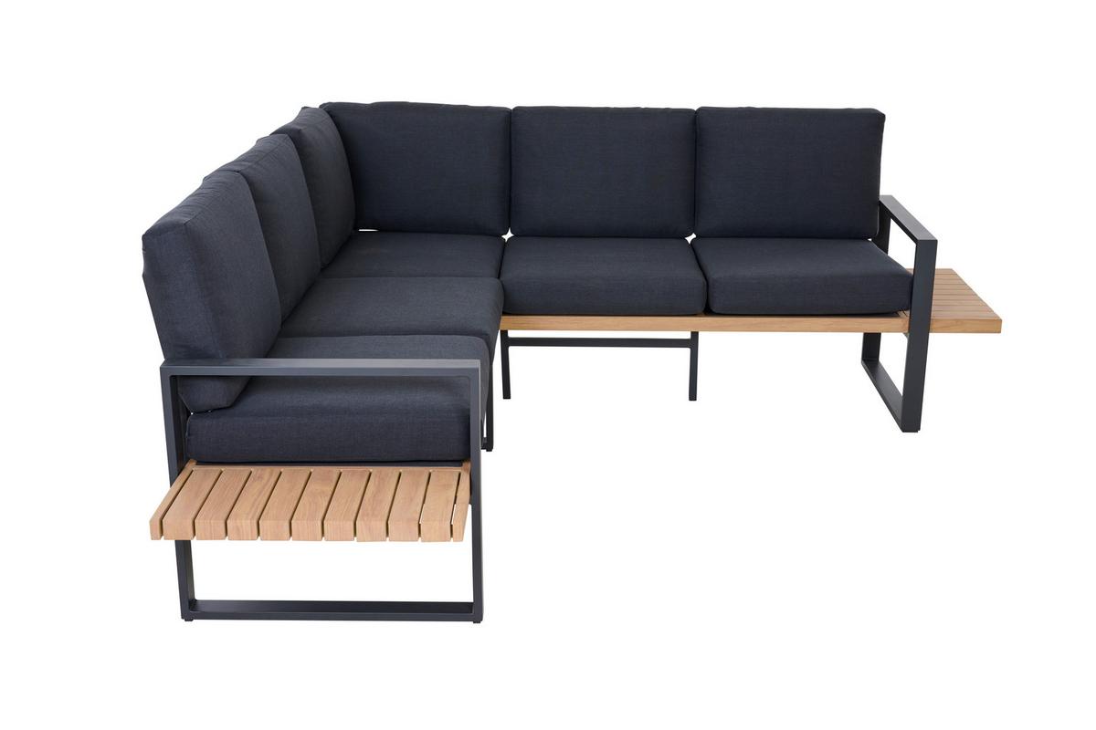 Loungegarnitur Bari Anthrazit/Teakfarben - Anthrazit/Teakfarben, Basics, Textil/Metall (73,5/78,5/155cm) - Siena Garden