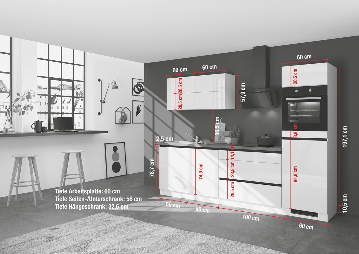 Küchenblock IBC ohne Geräte ca. 280 cm Eiche dunkel - Eiche dunkel/Hellgrau, Design, Holzwerkstoff (280cm) - Impuls