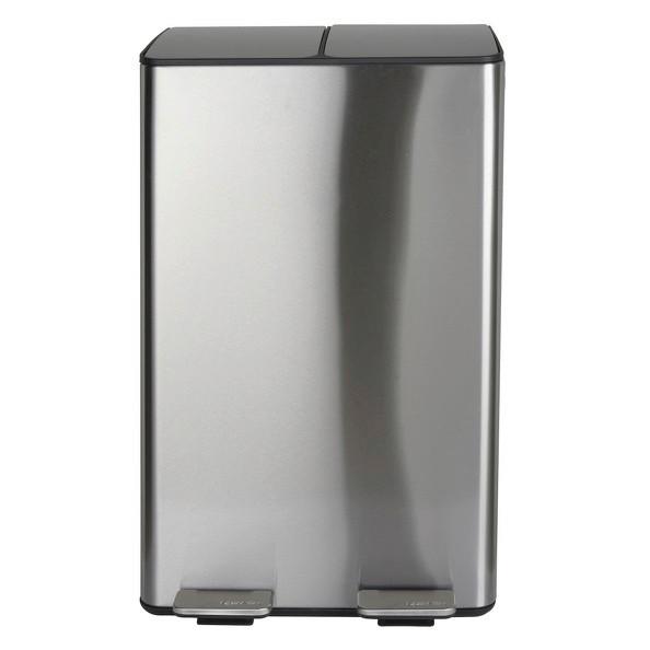 Treteimer Aliya Brushed - Silberfarben/Schwarz, Basics, Kunststoff/Metall (45/30cm) - Spirella