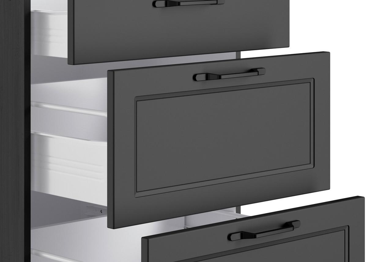 Eckküche Meran mit Geräten ca. 240x300 Grau/Eiche - Eiche Wotan/Schwarz, LIFESTYLE, Holzwerkstoff/Metall (240/300cm) - Held
