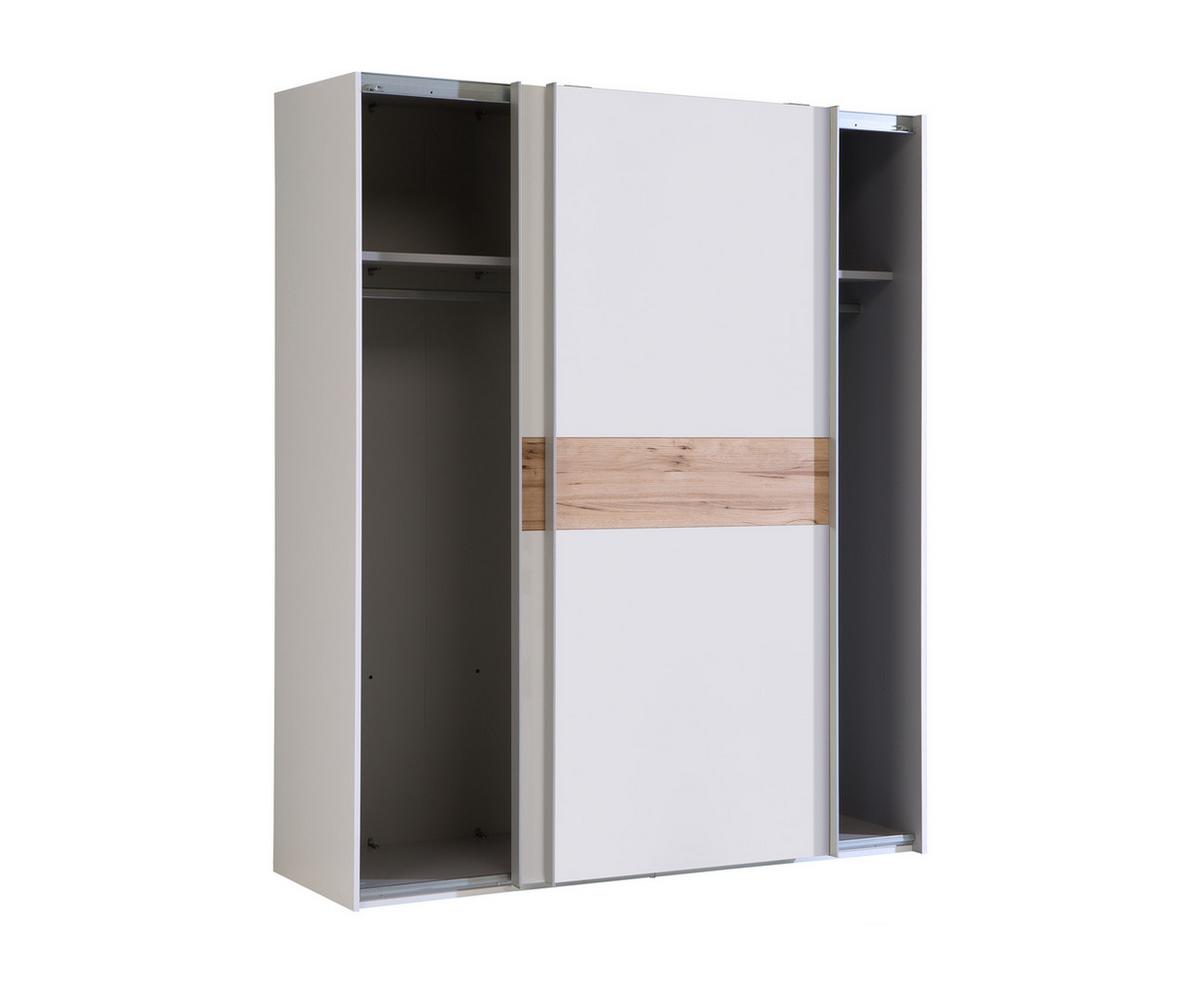 Omara Z Drsnimi Vrati Tess, Bela, Barva Hrasta - barve hrasta/bela, Konvencionalno, kovina/leseni material (170,3/210,5/61,2cm) - Xora