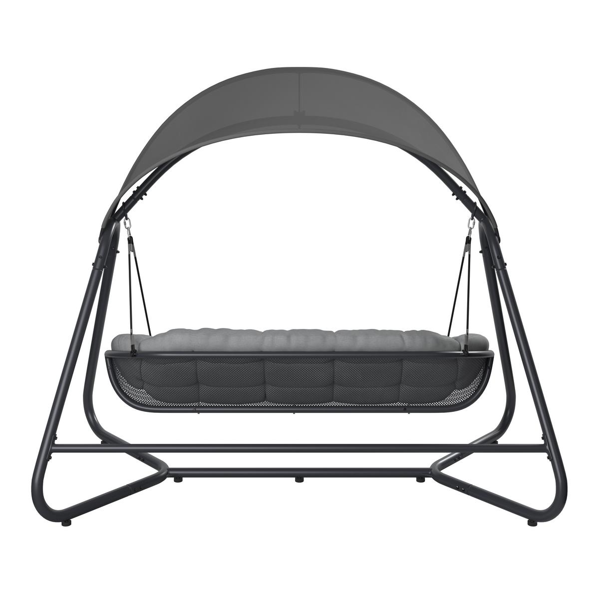 Hintaágy Holiday - világosszürke/antracit, Modern, textil/fém (234/141,5/200cm) - Mömax