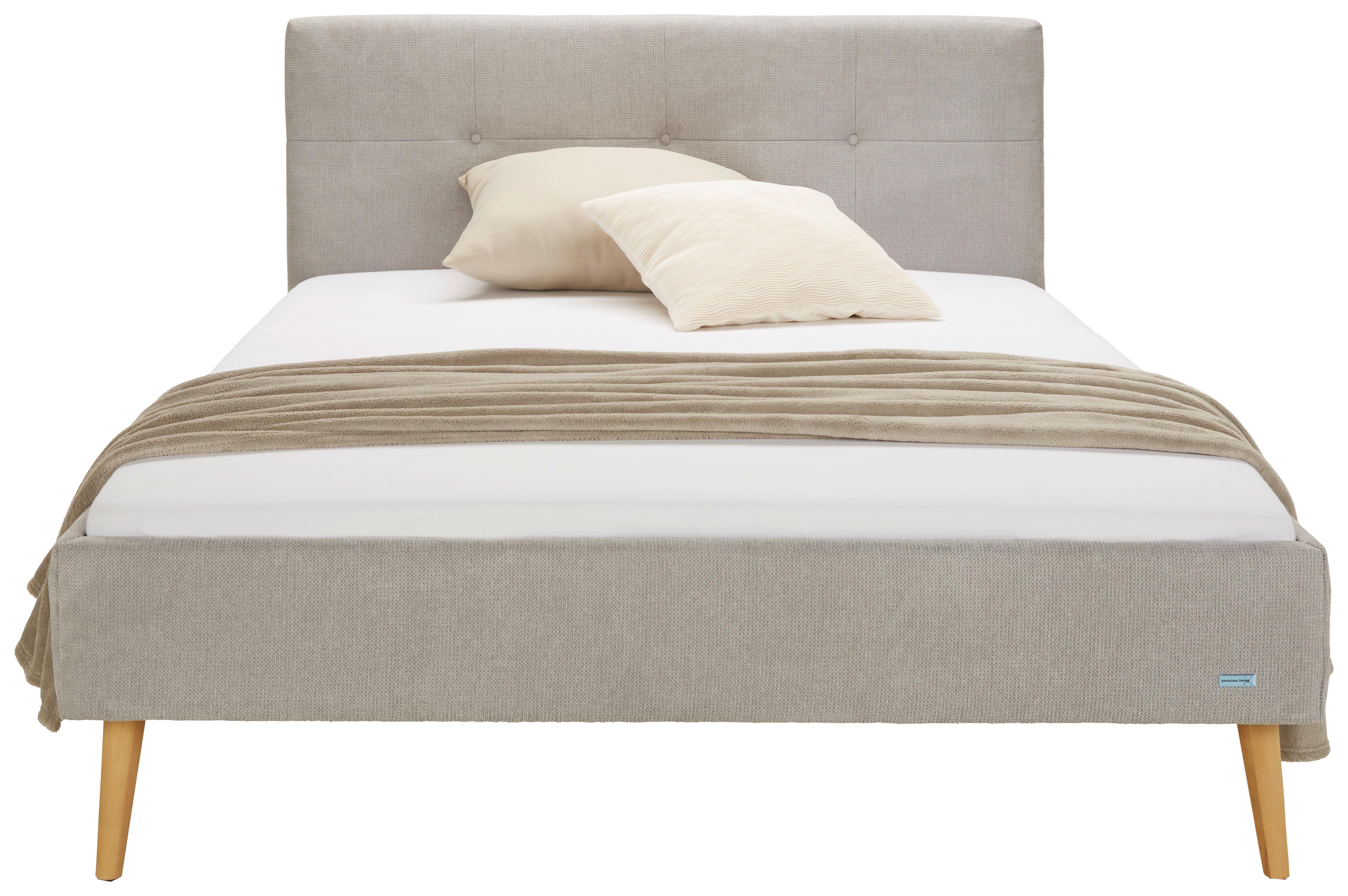 Oblazinjena Postelja Flint, Siva, 140x200 - siva, Konvencionalno (140/200cm) - Premium Living