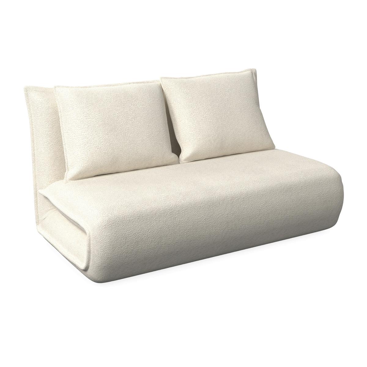 Schlafsofa Macy Bouclé Weiß - Weiß, MODERN, Textil/Metall (140/35/63cm) - Bessagi Home