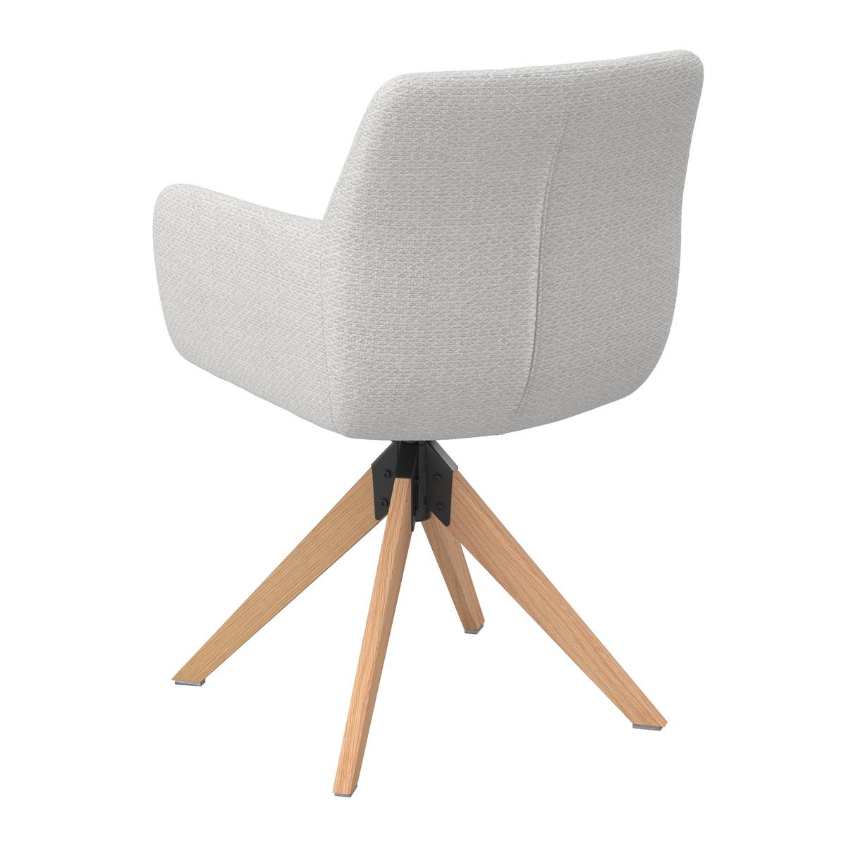 Armlehnstuhl Mailo Hellgrau Webstoff Drehbar Gepolstert - Hellgrau/Naturfarben, MODERN, Holz/Textil (56/92/62cm) - Bessagi Home