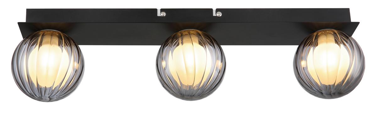 Badezimmer-Deckenleuchte Ander Schwarz max. 10 Watt - Schwarz, Design, Glas/Metall (50/10/12,5cm) - Globo