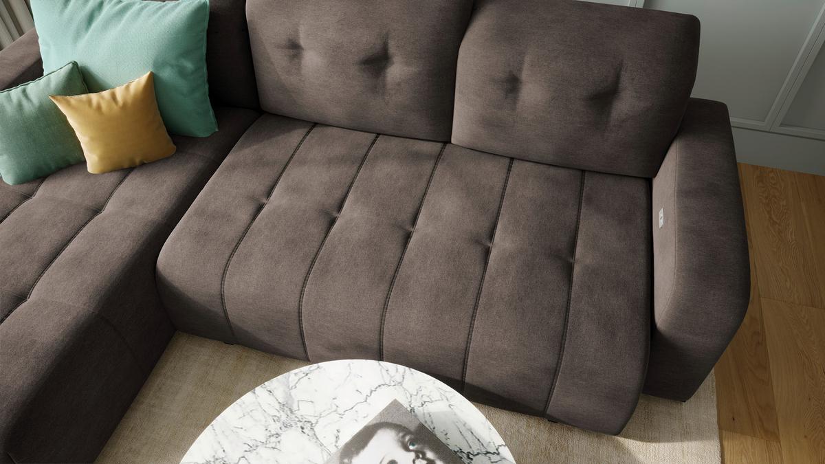 Wohnlandschaft Vicari Dunkelbraun Mikrofaser - Dunkelbraun/Schwarz, MODERN, Textil/Metall (292/185cm) - Livetastic
