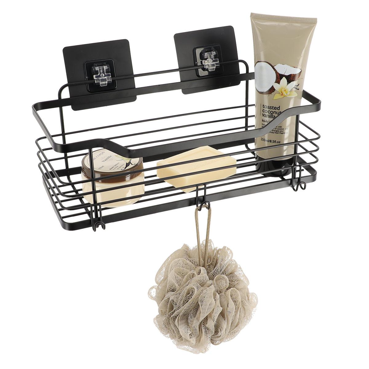 Etajeră pentru baie Batho - negru, Basics, metal (31,5/15,5/19,6cm)