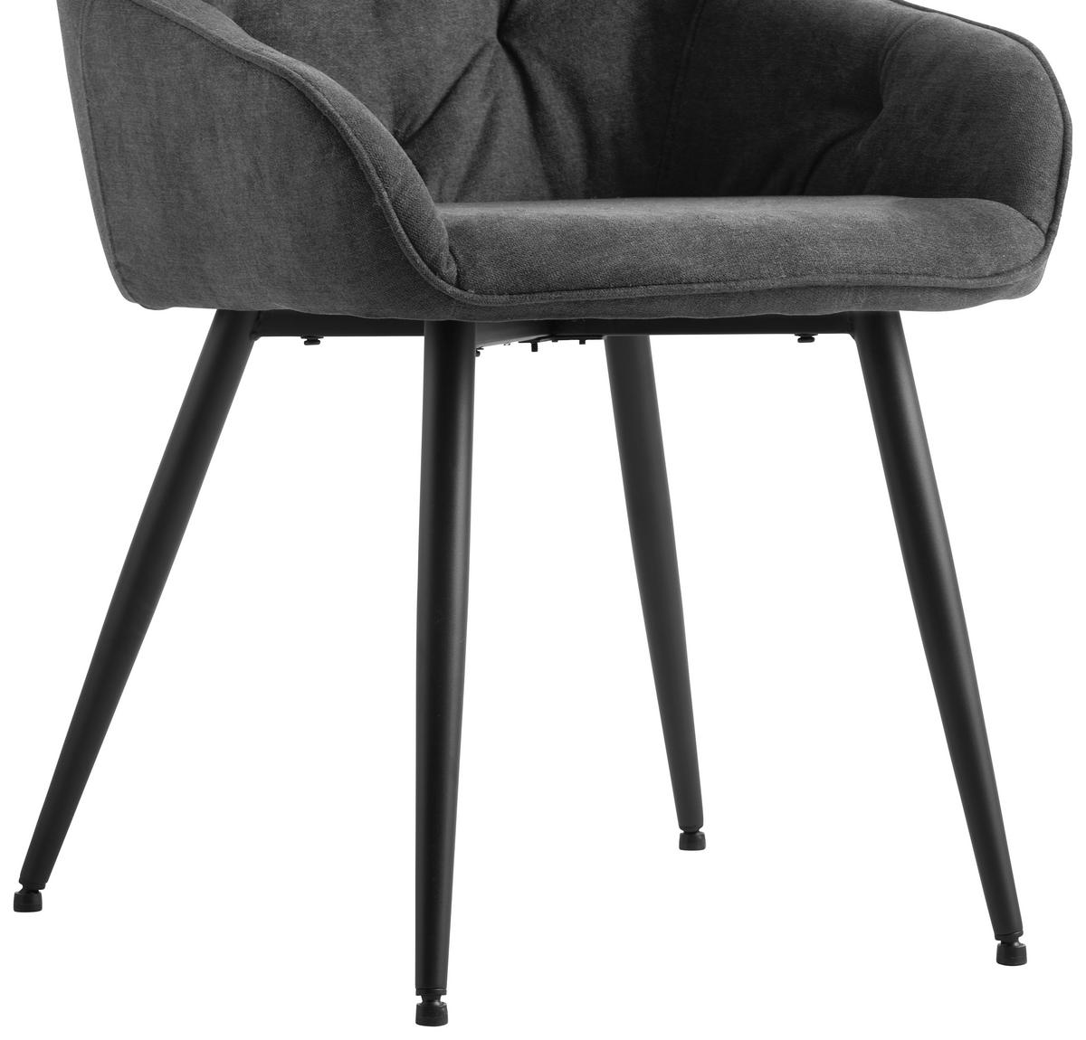 KRZESŁO Z PODŁOKIETNIKAMI ANCONA - czarny/szary, Romantik / Landhaus, metal/tkanina (55/80/61cm) - Livetastic