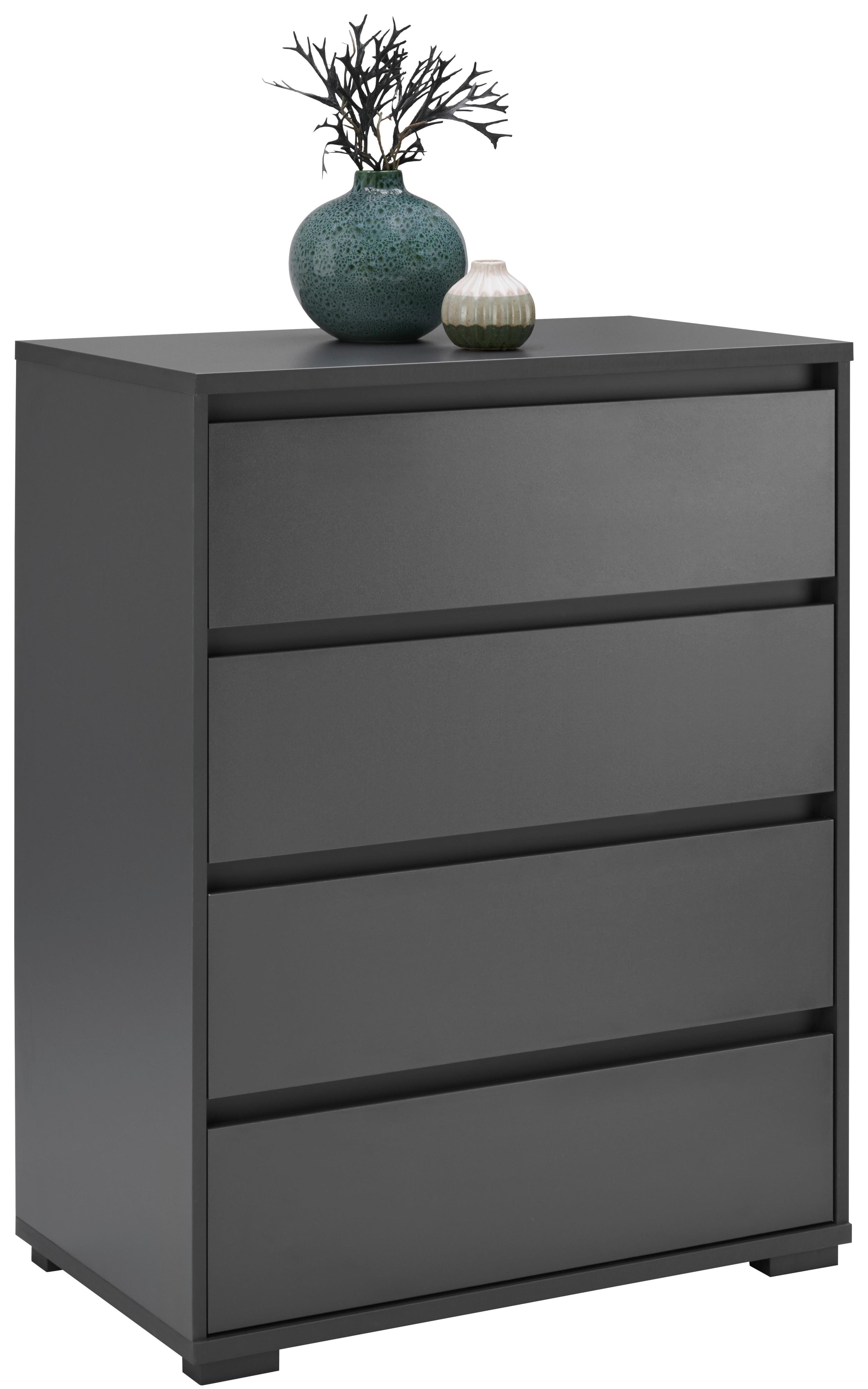 KOMODA LINE - antracytowy, Design, materiał drewnopochodny/tworzywo sztuczne (80/103/48cm) - Carryhome