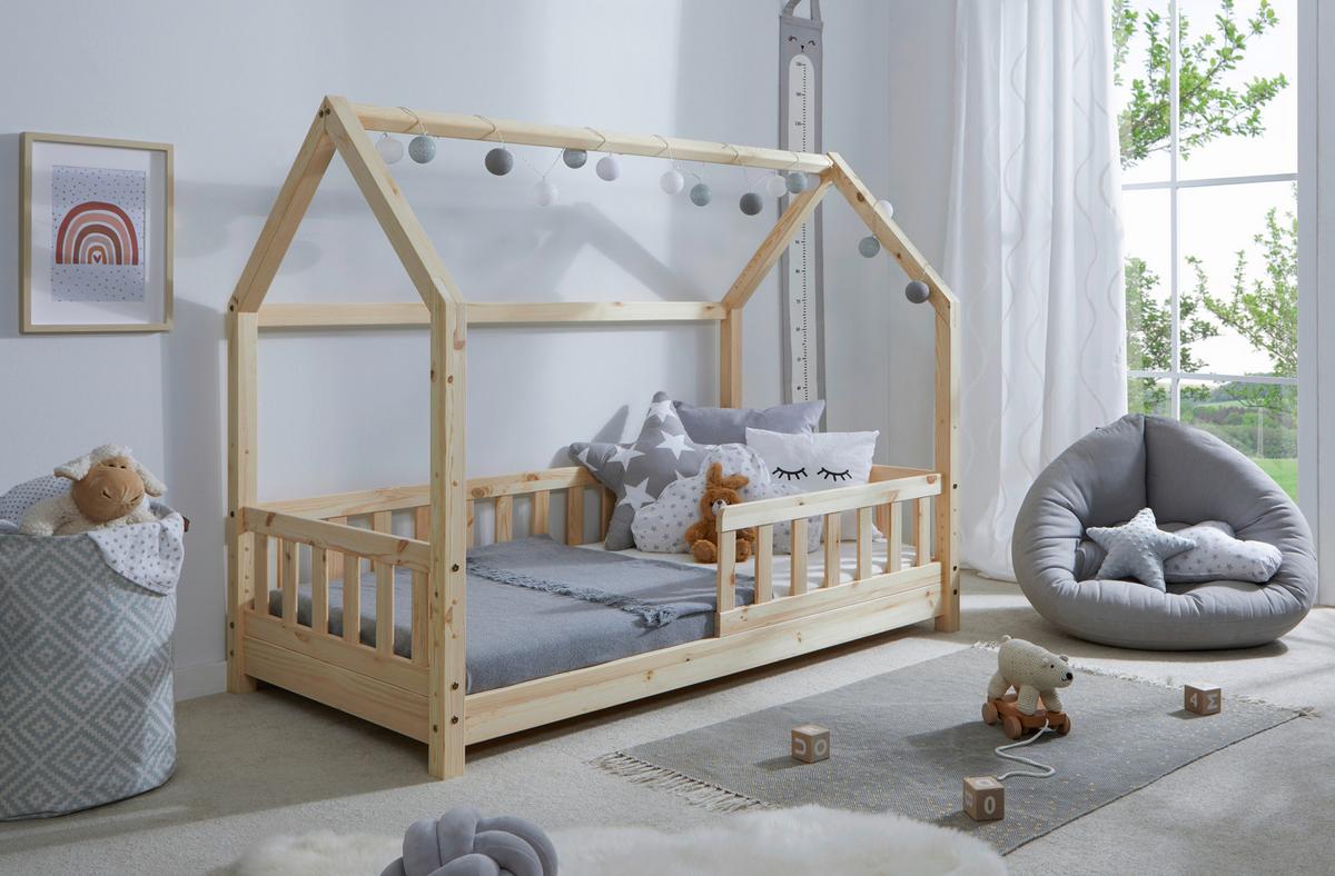 Hausbett Kay ca. 80x160 cm Kiefer Natur - Naturfarben, MODERN, Holz/Textil (80/160cm) - MID.YOU