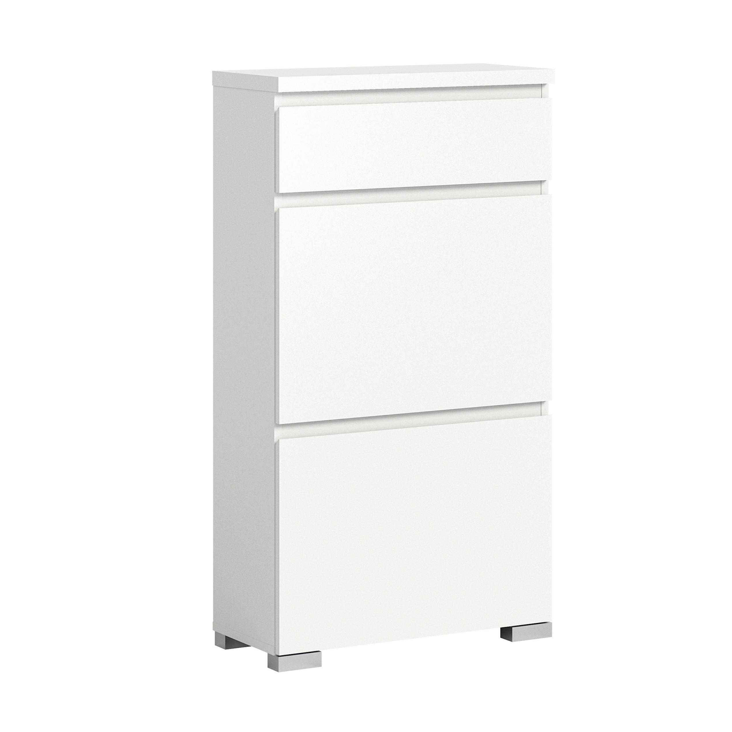 Schuhschrank Shoelove Weiß - Silberfarben/Weiß, MODERN, Holzwerkstoff (60/109/27cm)