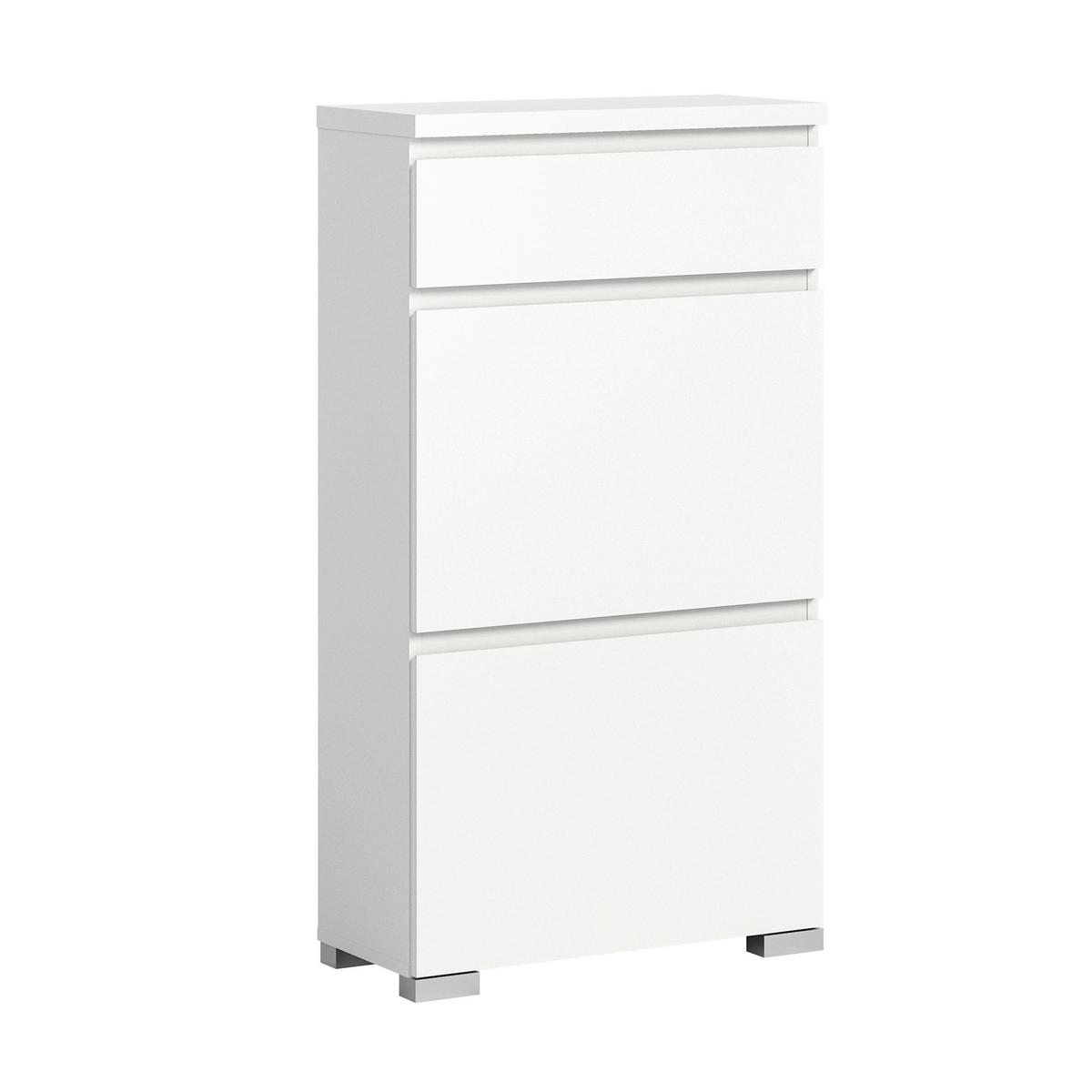 Schuhschrank Shoelove Weiß - Silberfarben/Weiß, MODERN, Holzwerkstoff (60/109/27cm)