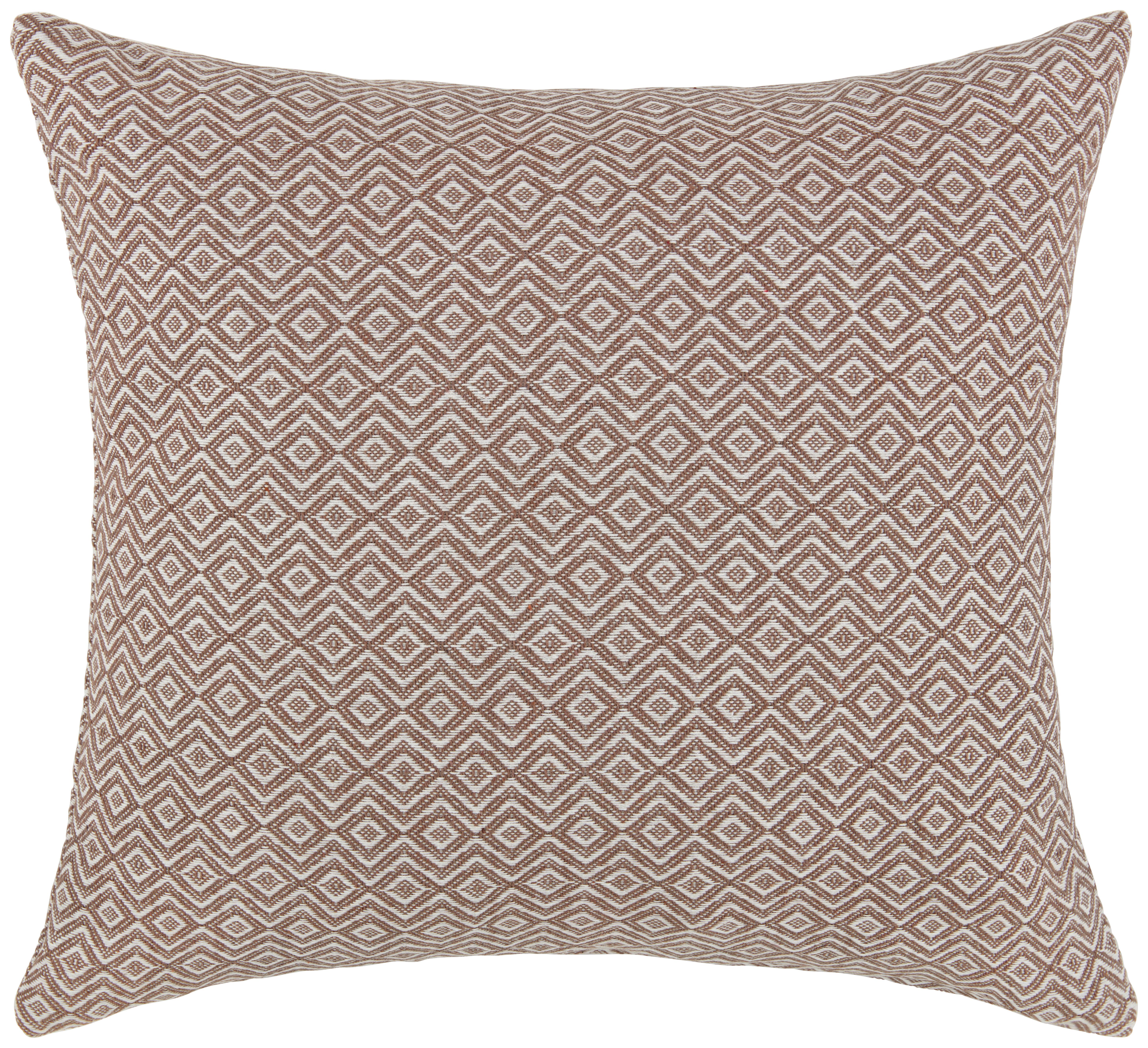 Zierkissen Dobby Raute in Weiss/Schalmm ca. 45x45cm - Weiss/Schlammfarben, Natur (45/45cm) - Premium Living