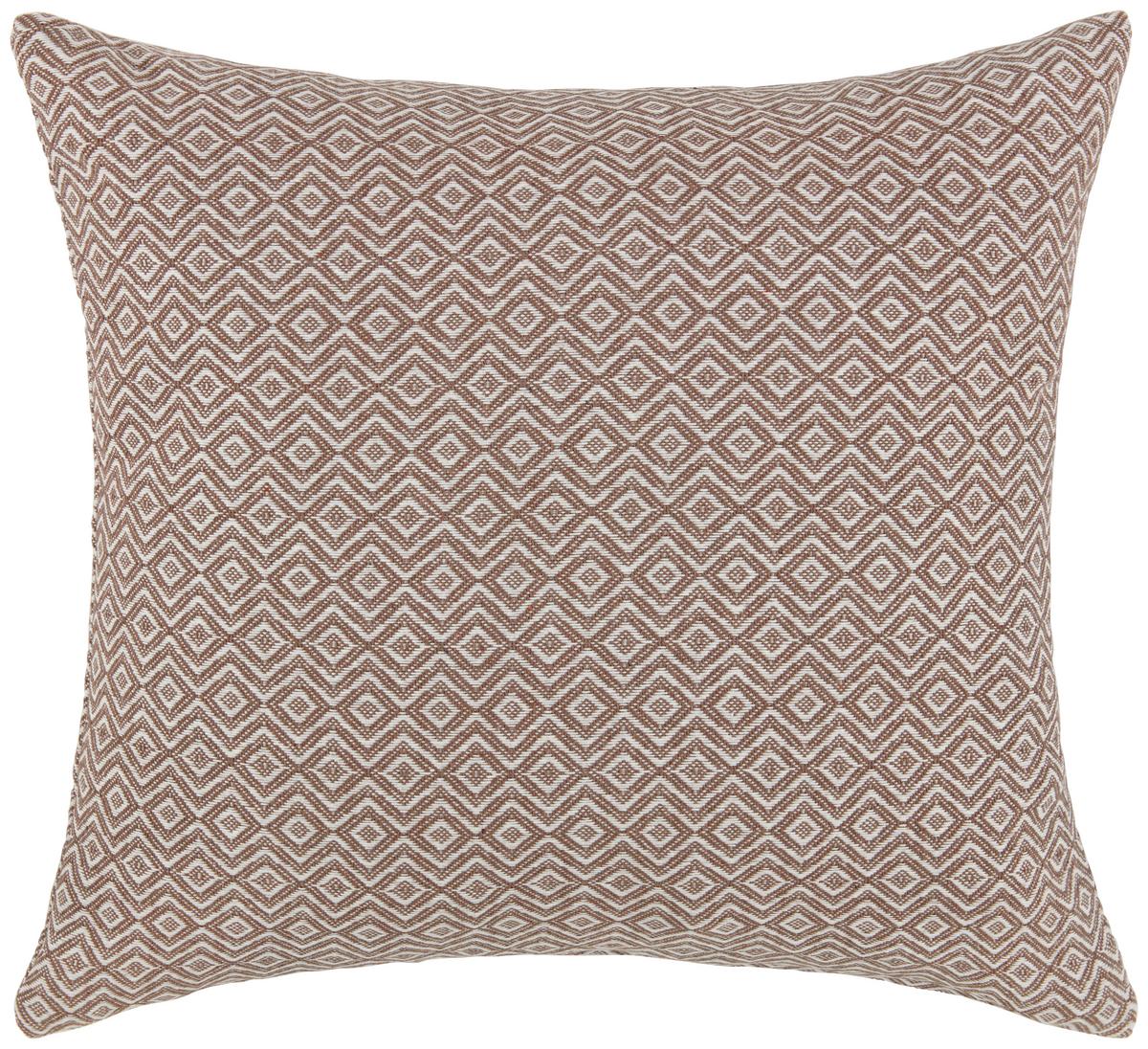 Zierkissen Dobby Raute in Weiss/Schalmm ca. 45x45cm - Weiss/Schlammfarben, Natur (45/45cm) - Premium Living