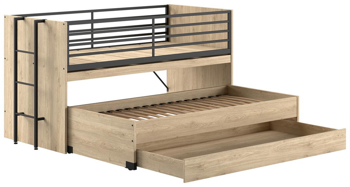 Hochbett Sam Eichefarben ca. 90x200 cm - Eichefarben, MODERN, Holzwerkstoff (90/200cm) - Vipack