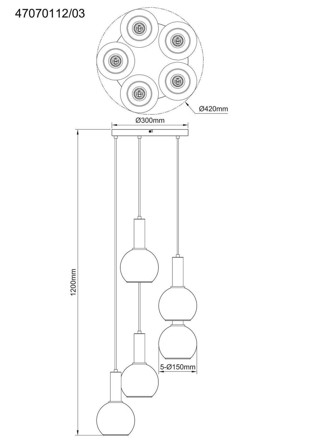 LAMPA WISZĄCA MARCY - czarny/szary, Trend, metal/szkło (42/120cm) - Novel