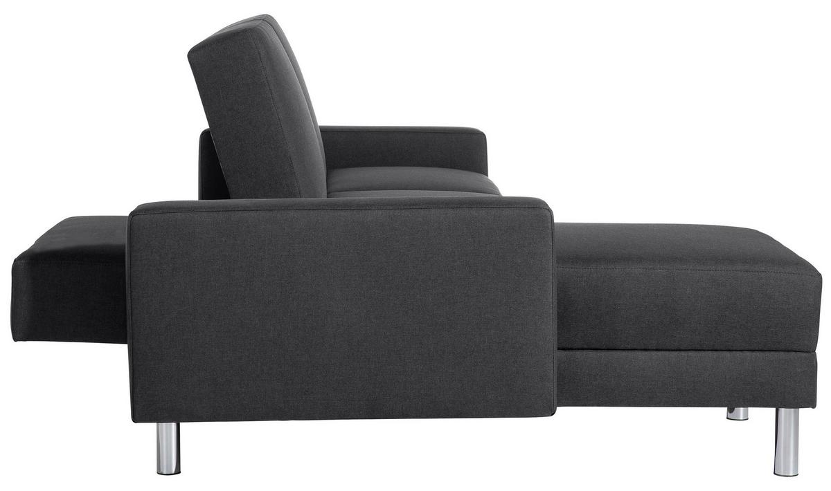 ECKSCHLAFSOFA JUST FASHION - Chromfarben/Graphitfarben, KONVENTIONELL, Textil/Metall (152/230cm) - Max Winzer