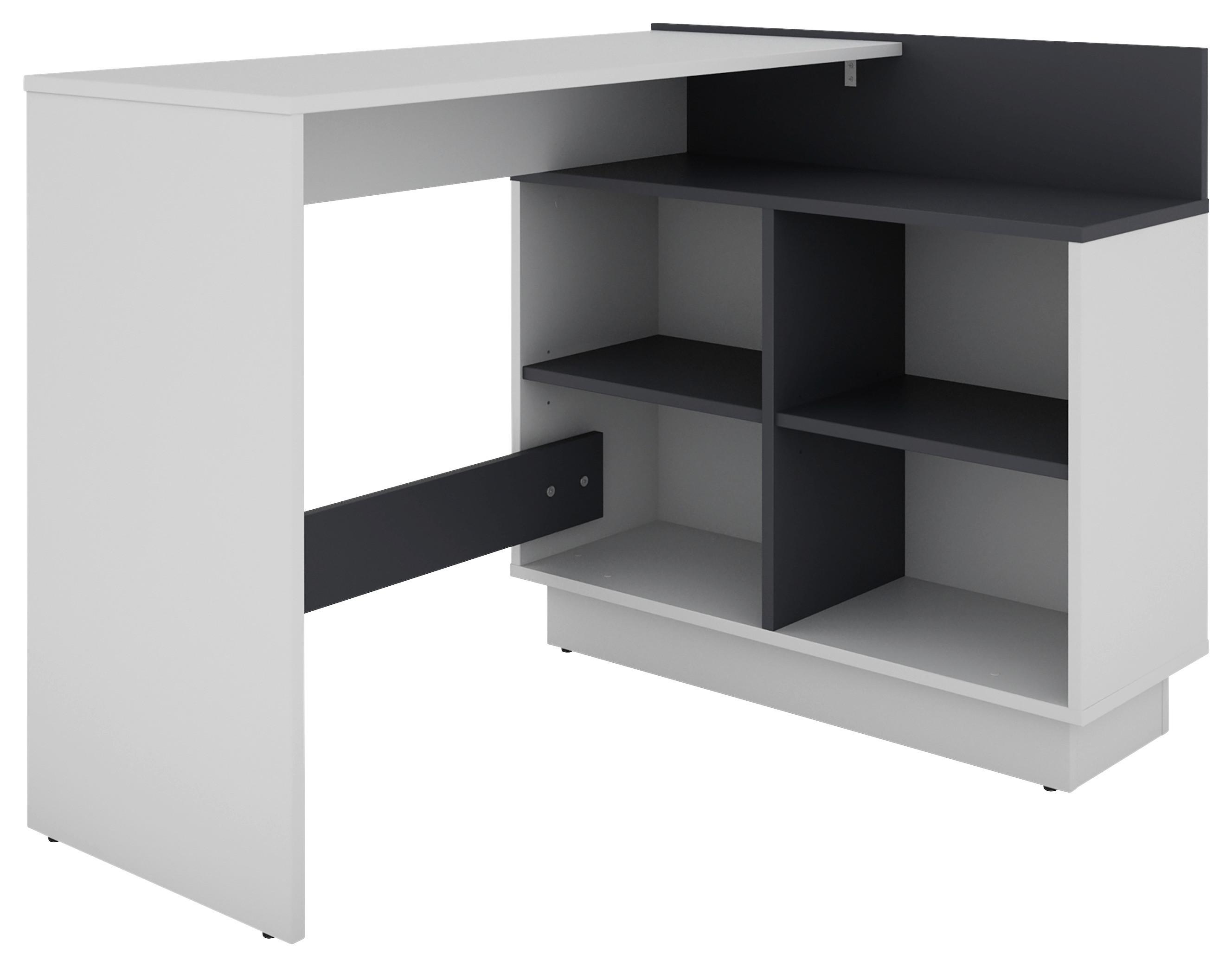 ECKSCHREIBTISCH BERNI - Graphitfarben/Weiß, MODERN, Holzwerkstoff (112/80/77,5cm) - MID.YOU
