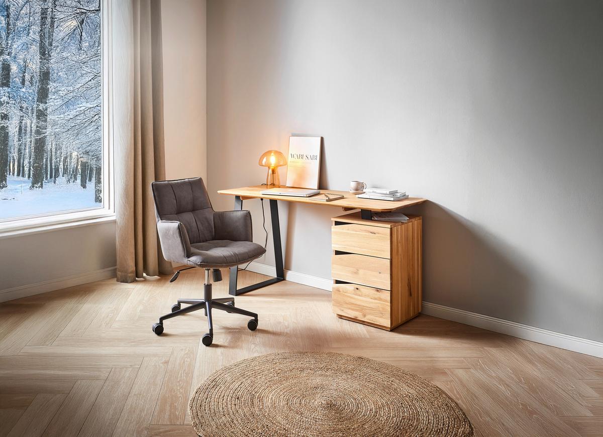 BIURKO LYNX -LINEA NATURA- - dąb dziki/czarny, Natur, metal/drewno (140/65/75cm) - Linea Natura