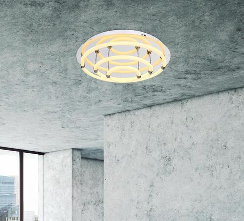 Stropna Led-svetilka Epi, S Sijalko - bela/opal, Design, kovina/umetna masa (55/15cm) - Globo