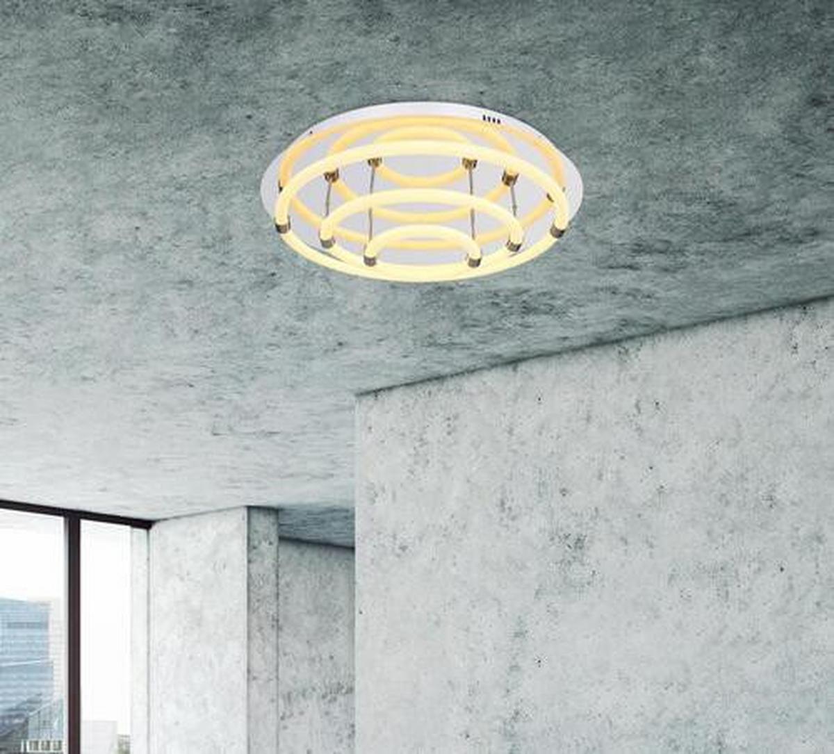 Stropna Led-svetilka Epi, S Sijalko - bela/opal, Design, kovina/umetna masa (55/15cm) - Globo