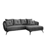 Wohnlandschaft Baggio Grau Velours - Schwarz/Grau, MODERN, Holz/Textil (277/94/162cm) - Livetastic