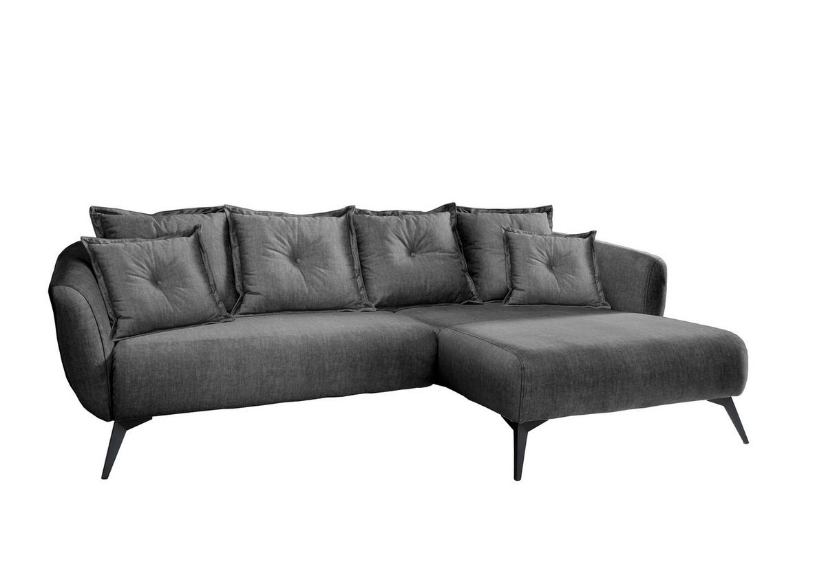 Wohnlandschaft Baggio Grau Velours - Schwarz/Grau, MODERN, Holz/Textil (277/94/162cm) - Livetastic