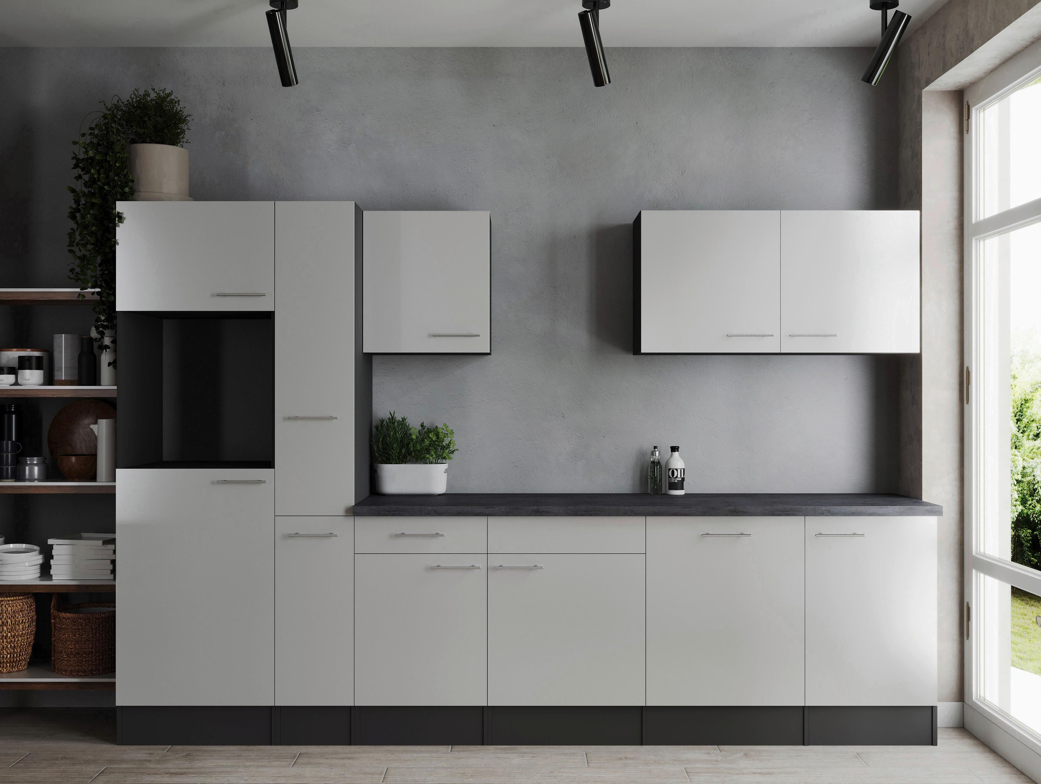 Kuhinjski Blok Brez Aparatov Oliver, 310cm - srebrne barve/siva, Design, kovina/leseni material (310cm) - Respekta