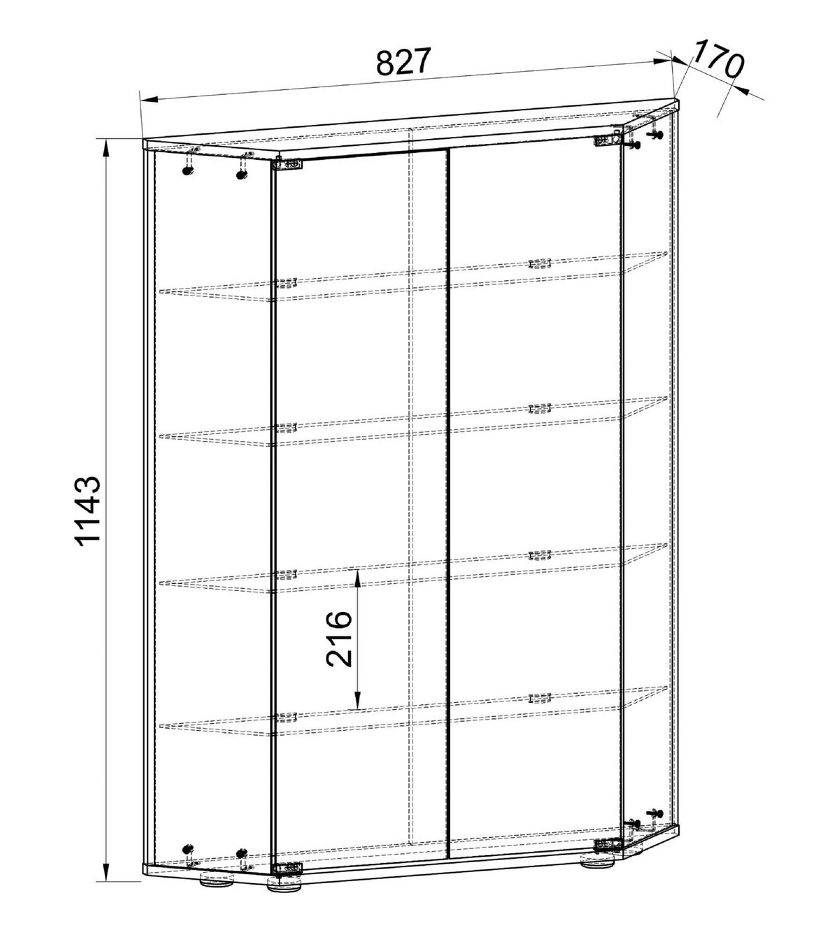 Vitrina Cenila L, Bela - črna/bela, Design, umetna masa/steklo (83/114/17cm) - MID.YOU
