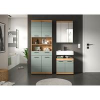 Badezimmer Scout 3-tlg. ca. 134 cm Salbeigrün - Schwarz, MODERN, Holzwerkstoff/Kunststoff (134cm) - MID.YOU