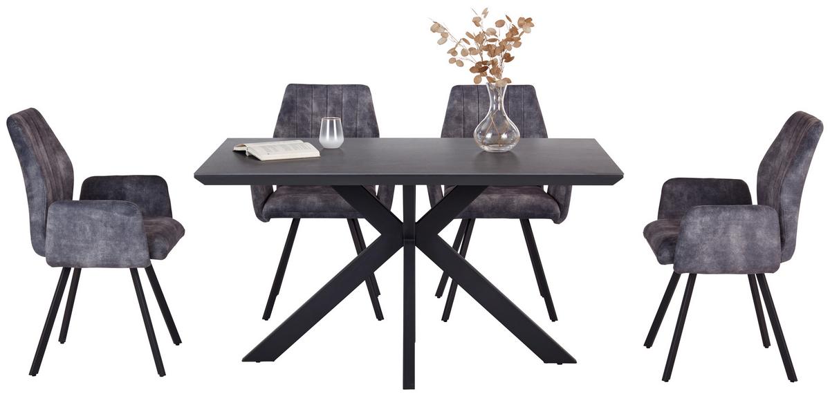 Jedilna Miza Steve 2, Črna, 140x90 Cm - črna, Moderno, kovina/leseni material (140/76/90cm)