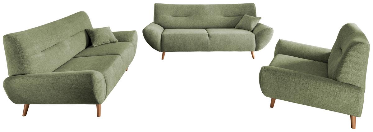 3-Sitzer-Sofa Drago Grün Chenille - Wildeiche/Grün, MODERN, Holz/Textil (205/81/90cm) - MID.YOU