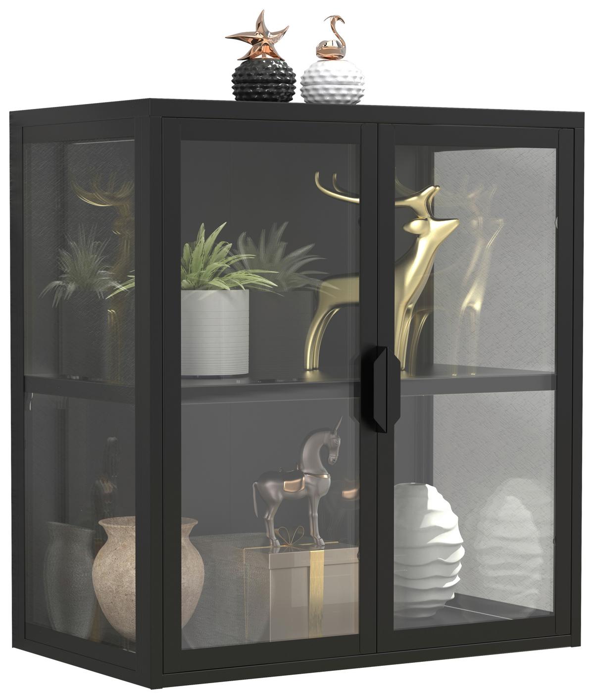 HÄNGEVITRINE FLOKAS S - Transparent/Schwarz, Design, Glas/Metall (60/65/35cm) - MID.YOU