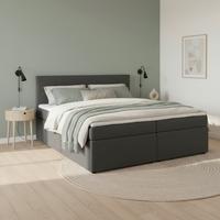 Boxbett Lucy Dunkelgrau ca. 180x200 cm mit Topper - Dunkelgrau, MODERN, Holz/Holzwerkstoff (180/200cm) - Bessagi Home