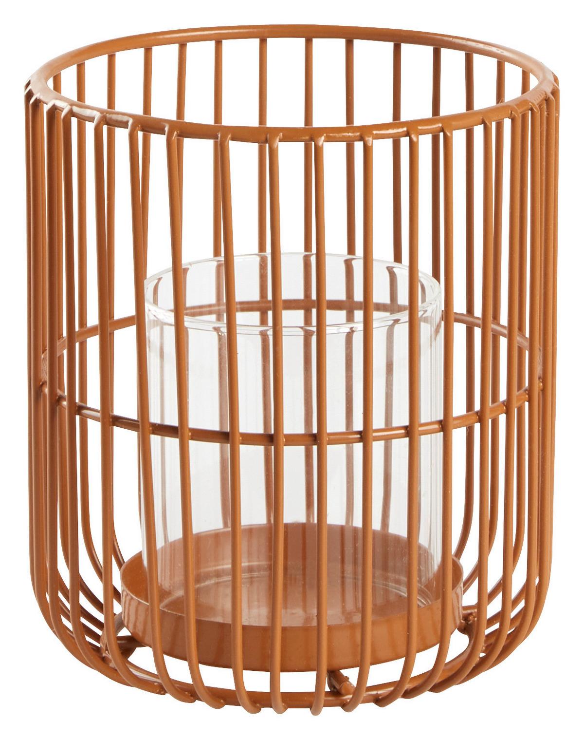 Suport de lumânare antivânt CINDY I -PAZ- - maro, Basics, sticlă/metal (12/14cm) - Modern Living